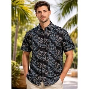 ROBERT GRAHAM Classic Fit Button Up Short Sleeve Hawaiian Floral Shirt Mens M